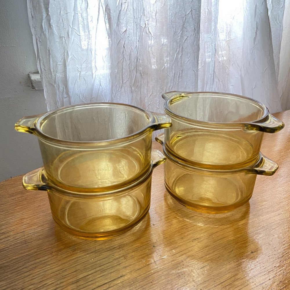 4 Mexico Vintage Honey Amber Ramekins